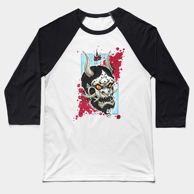 Oni Mask Baseball T-Shirt by NRdoggy